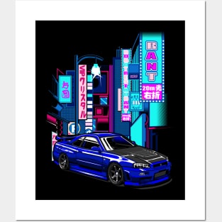 Nissan skyline r34 Posters and Art